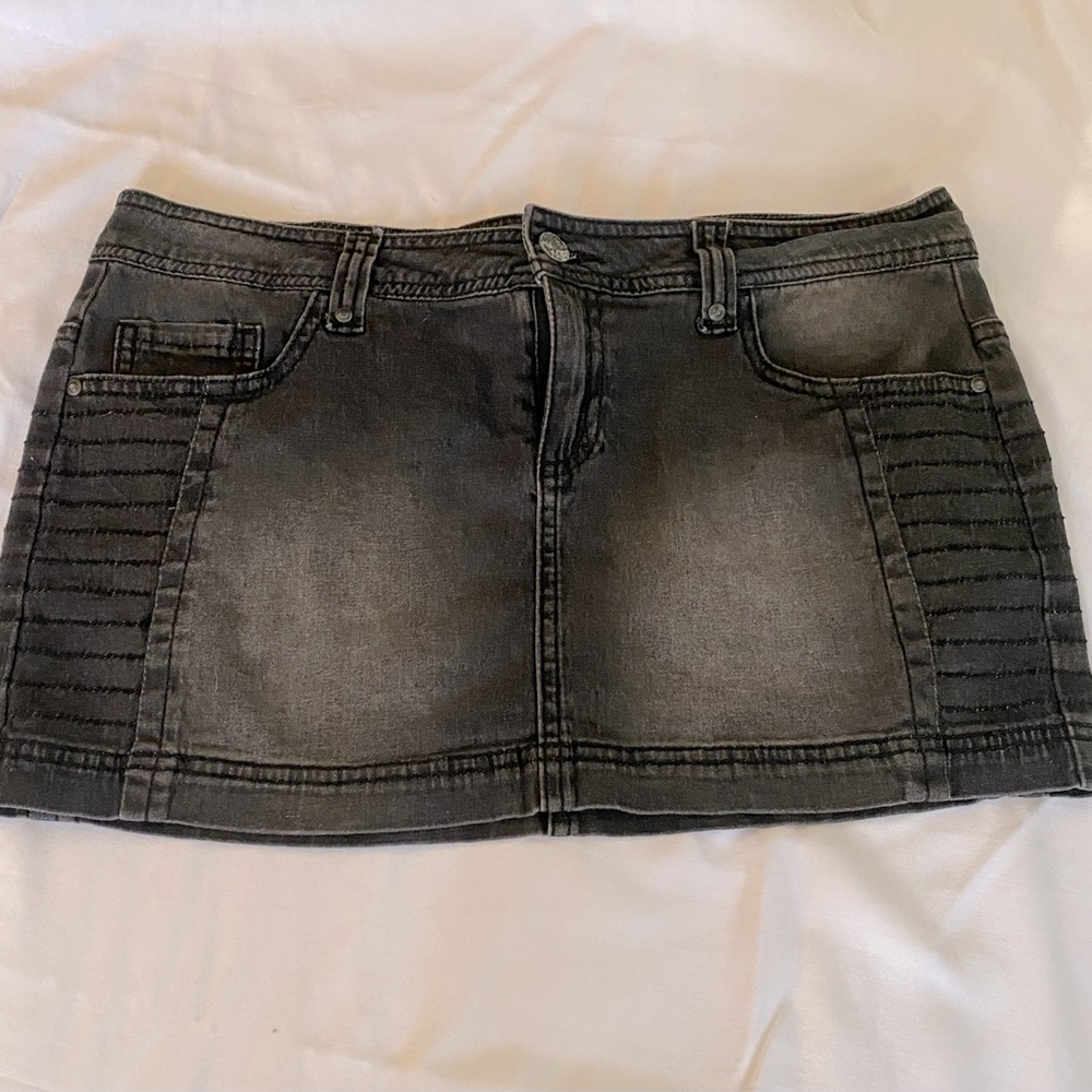 Charlotte Russe black denim mini skirt, size 8. VGUC